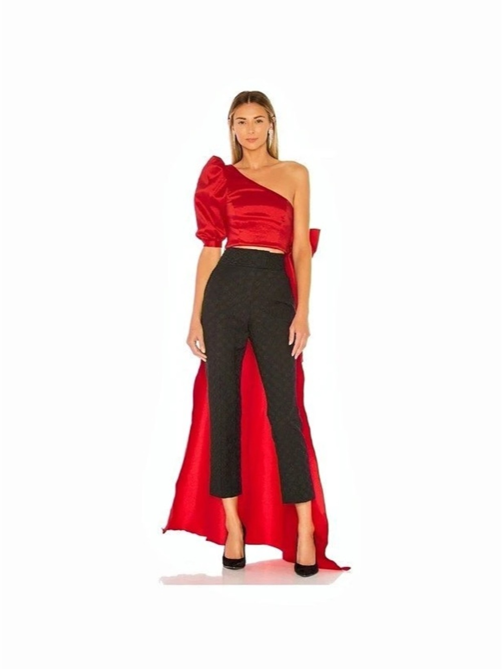 NBD Red Bow One Shoulder Top Size XS NWT